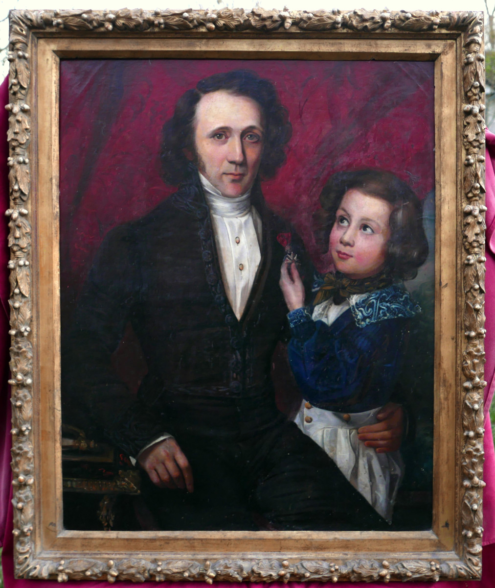 Portrait Of An Ambassador And His Son, 19th Century Oil On Canvas
