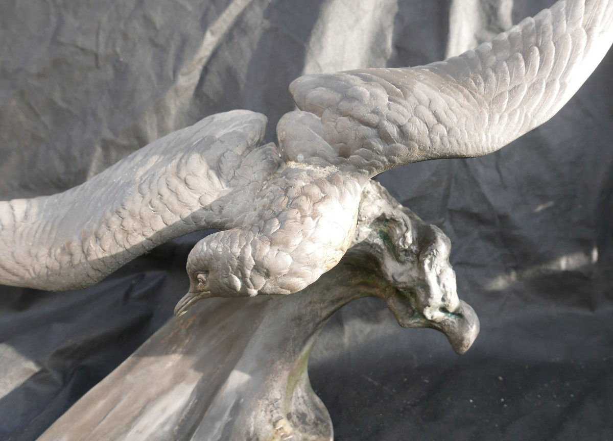 Henri Lechesne Sculpture La Mouette Régule Signée début XXème siècle-photo-2