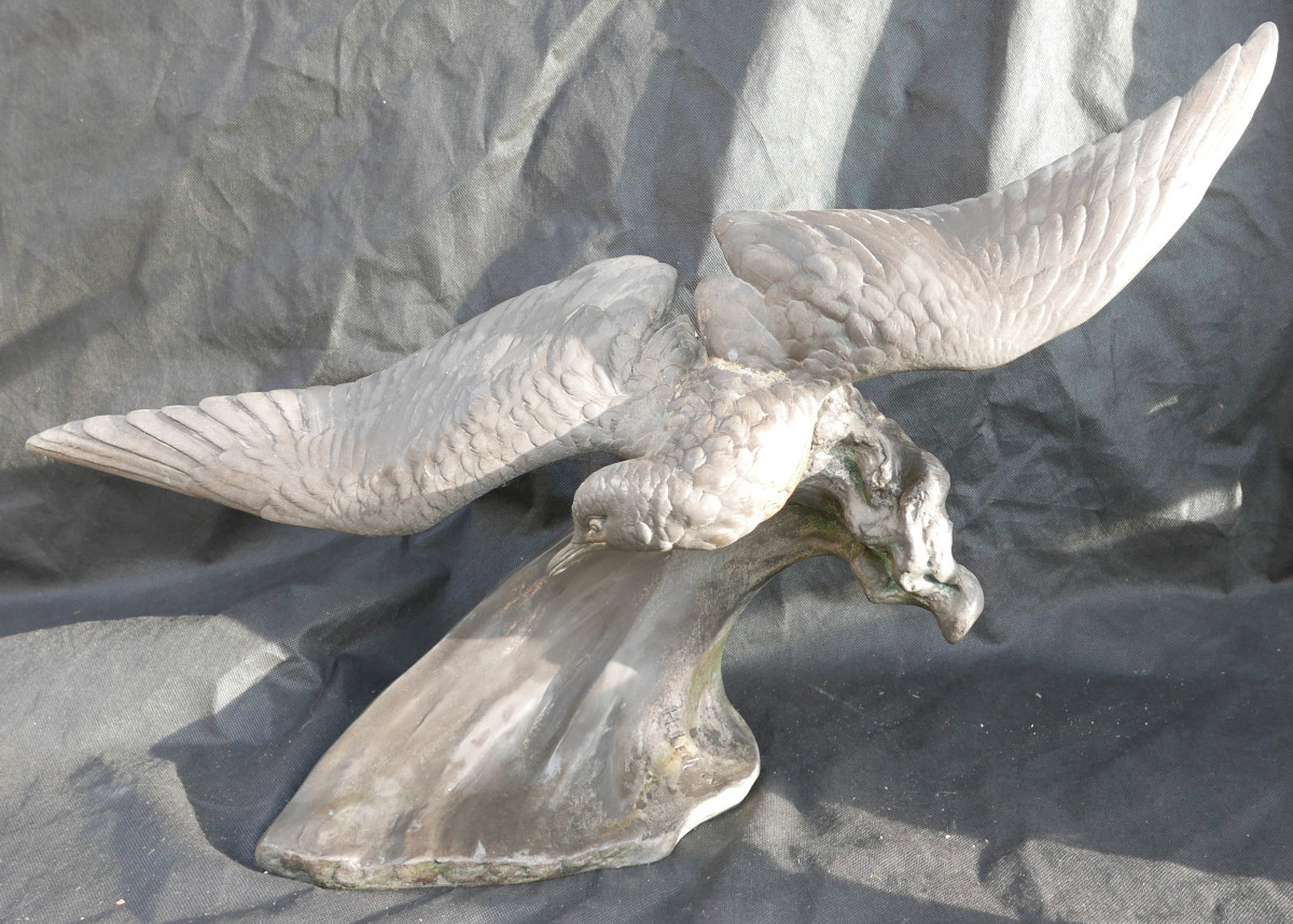 Henri Lechesne Sculpture La Mouette Régule Signée début XXème siècle