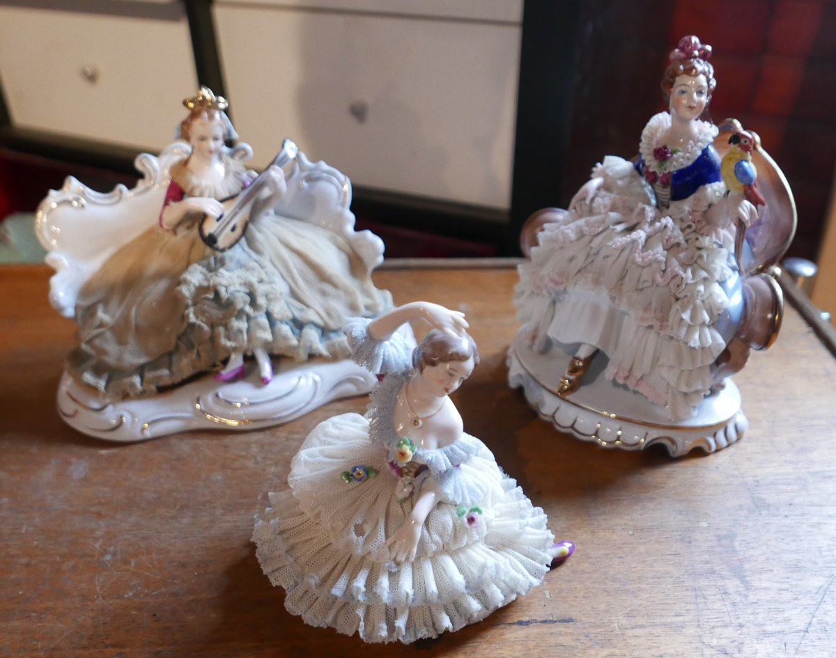 Saxon Porcelain Figurine Of A Lady, Dresden Factory, 20th Century-photo-2