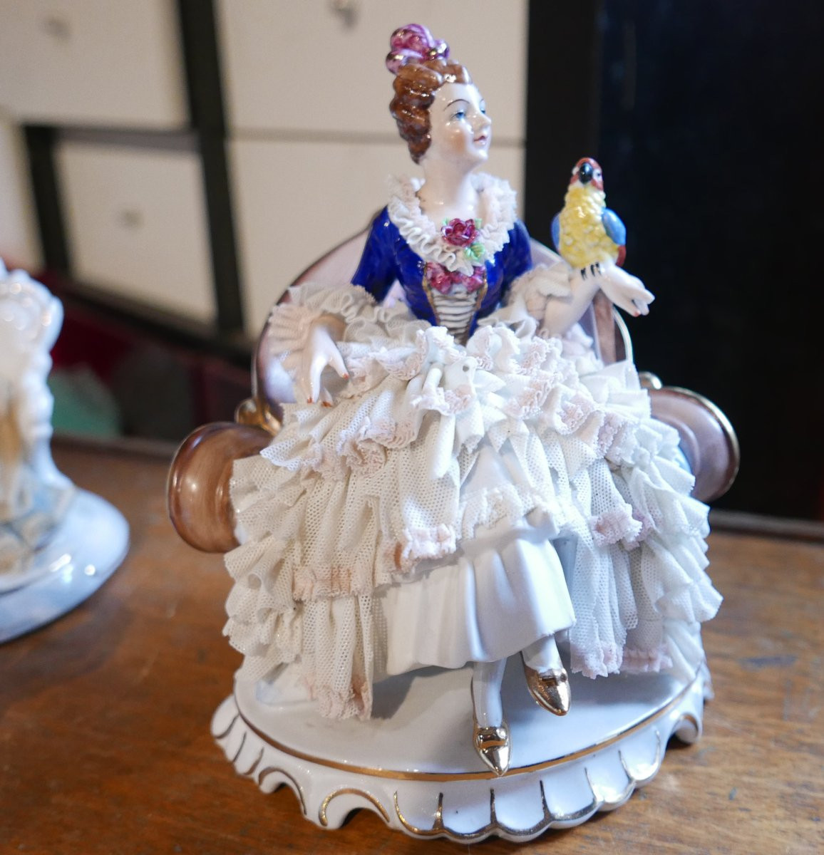 Saxon Porcelain Figurine Of A Lady, Dresden Factory, 20th Century-photo-3