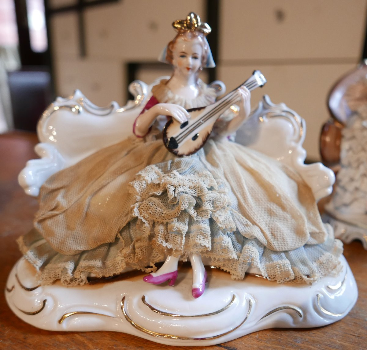 Saxon Porcelain Figurine Of A Lady, Dresden Factory, 20th Century-photo-4