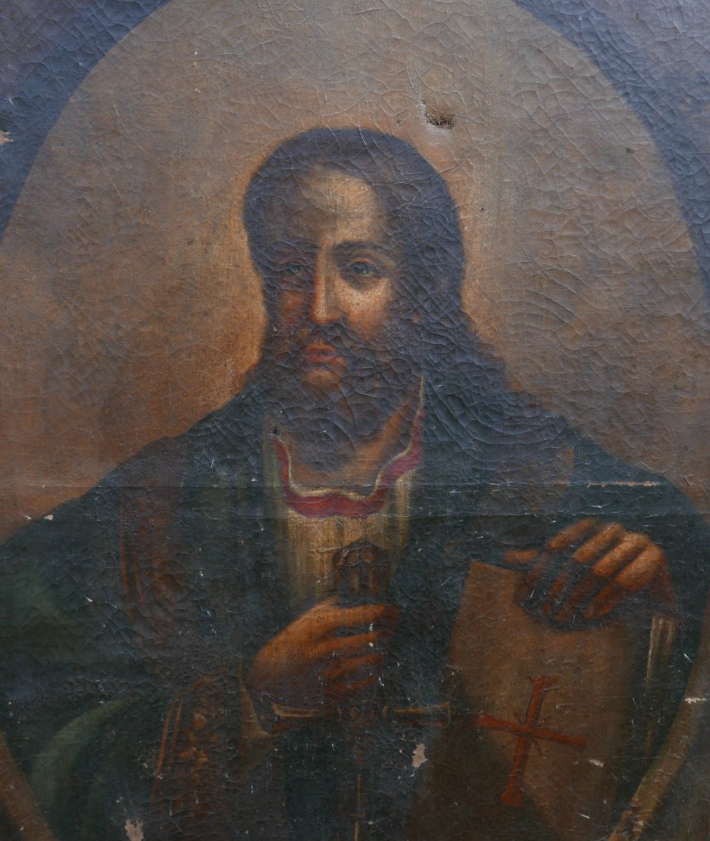 Large Portrait Of A Templar Man, Oil On Canvas, 18th Century-photo-3