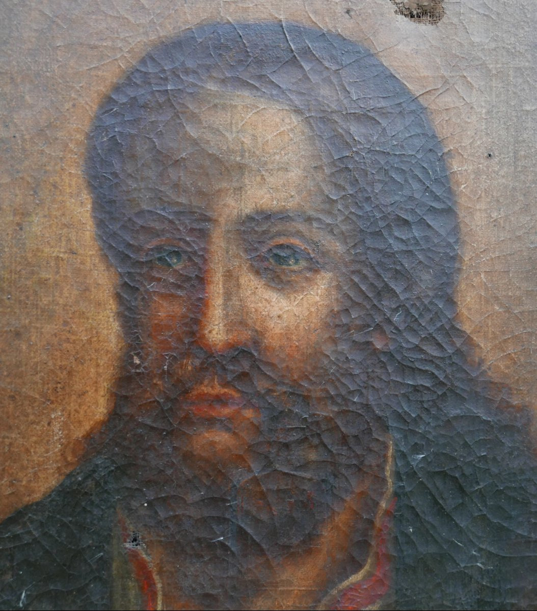 Large Portrait Of A Templar Man, Oil On Canvas, 18th Century-photo-1