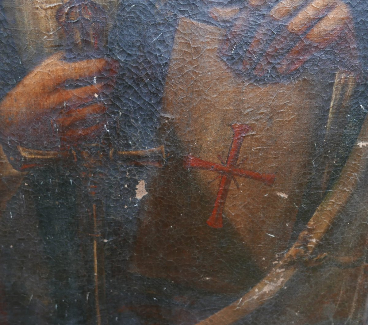Large Portrait Of A Templar Man, Oil On Canvas, 18th Century-photo-2