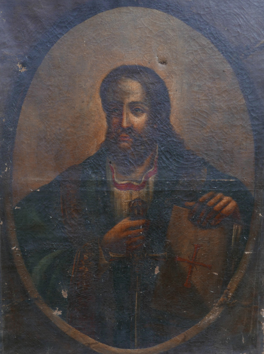 Large Portrait Of A Templar Man, Oil On Canvas, 18th Century