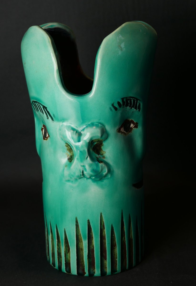 Pui Vase en Céramique Figuratif du XXème siècle Signé-photo-3