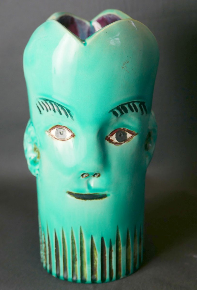 Pui Vase en Céramique Figuratif du XXème siècle Signé-photo-4