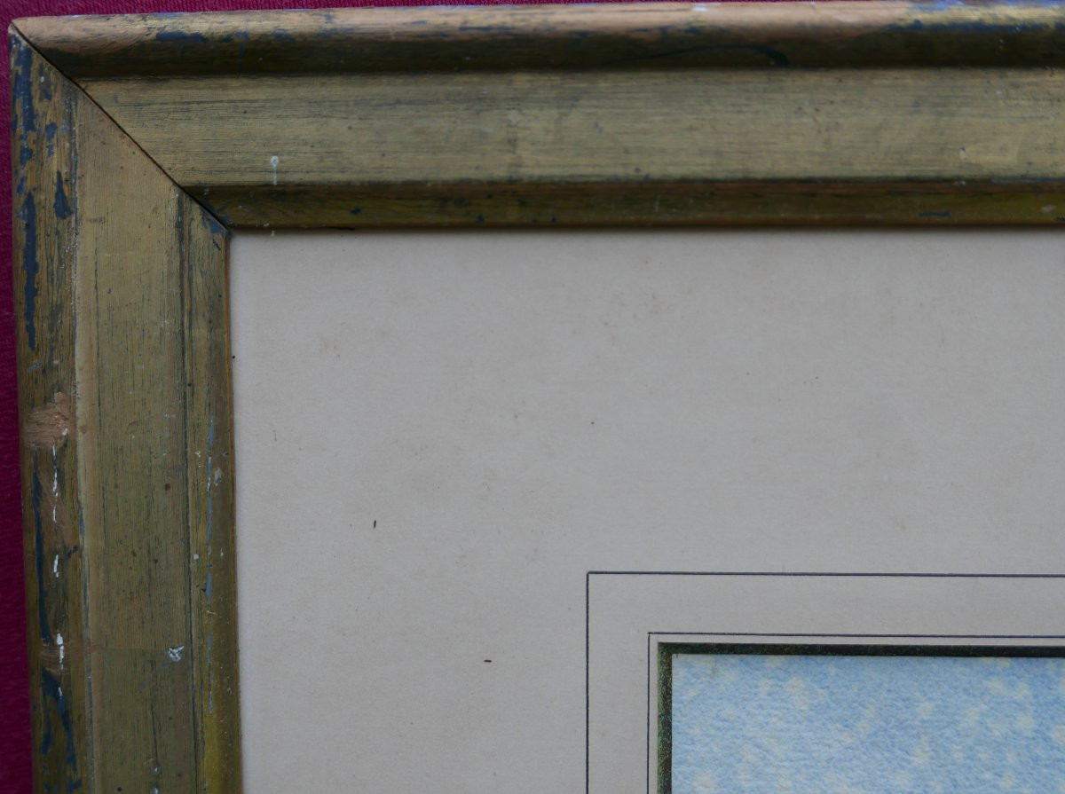 Watercolor Of A Lively Mountain Village, French School, Late 19th Century-photo-1