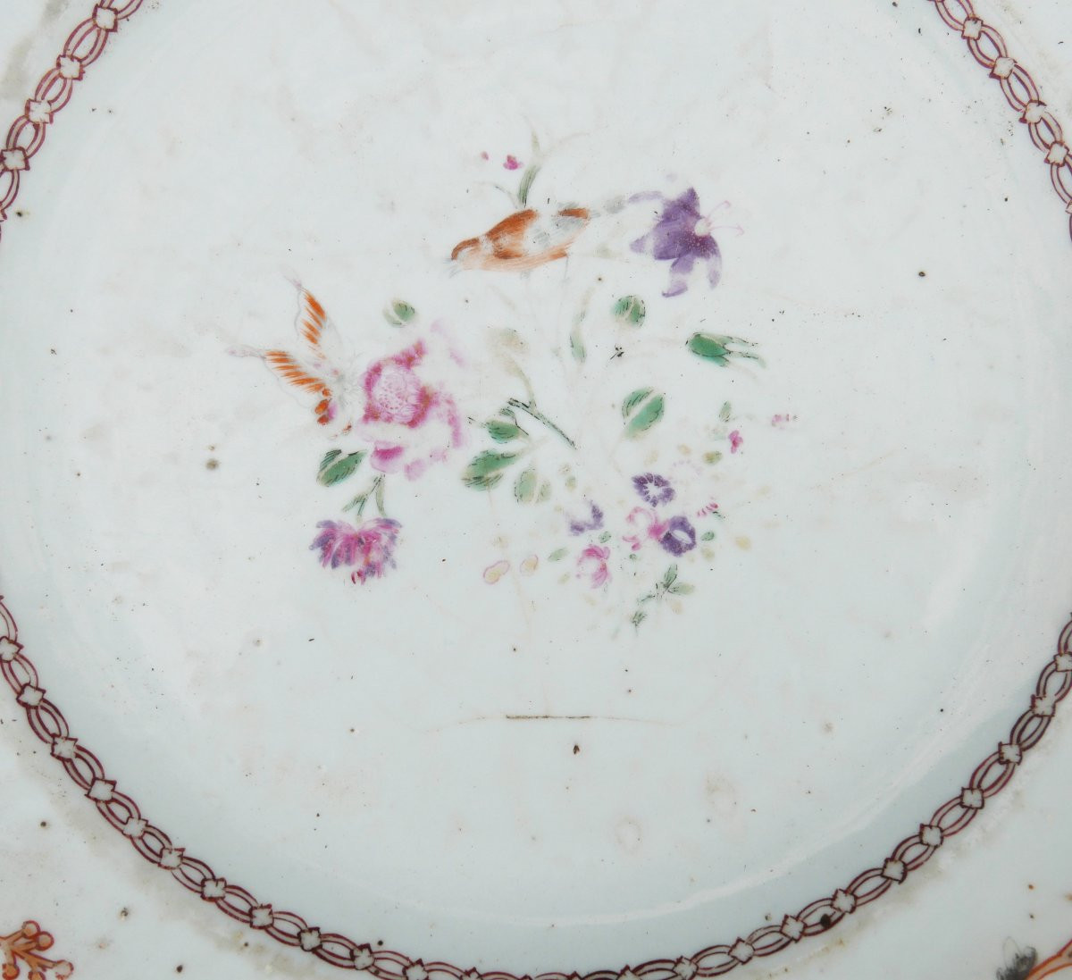 East India Company Famille Rose Porcelain Plate, 18th Century-photo-2