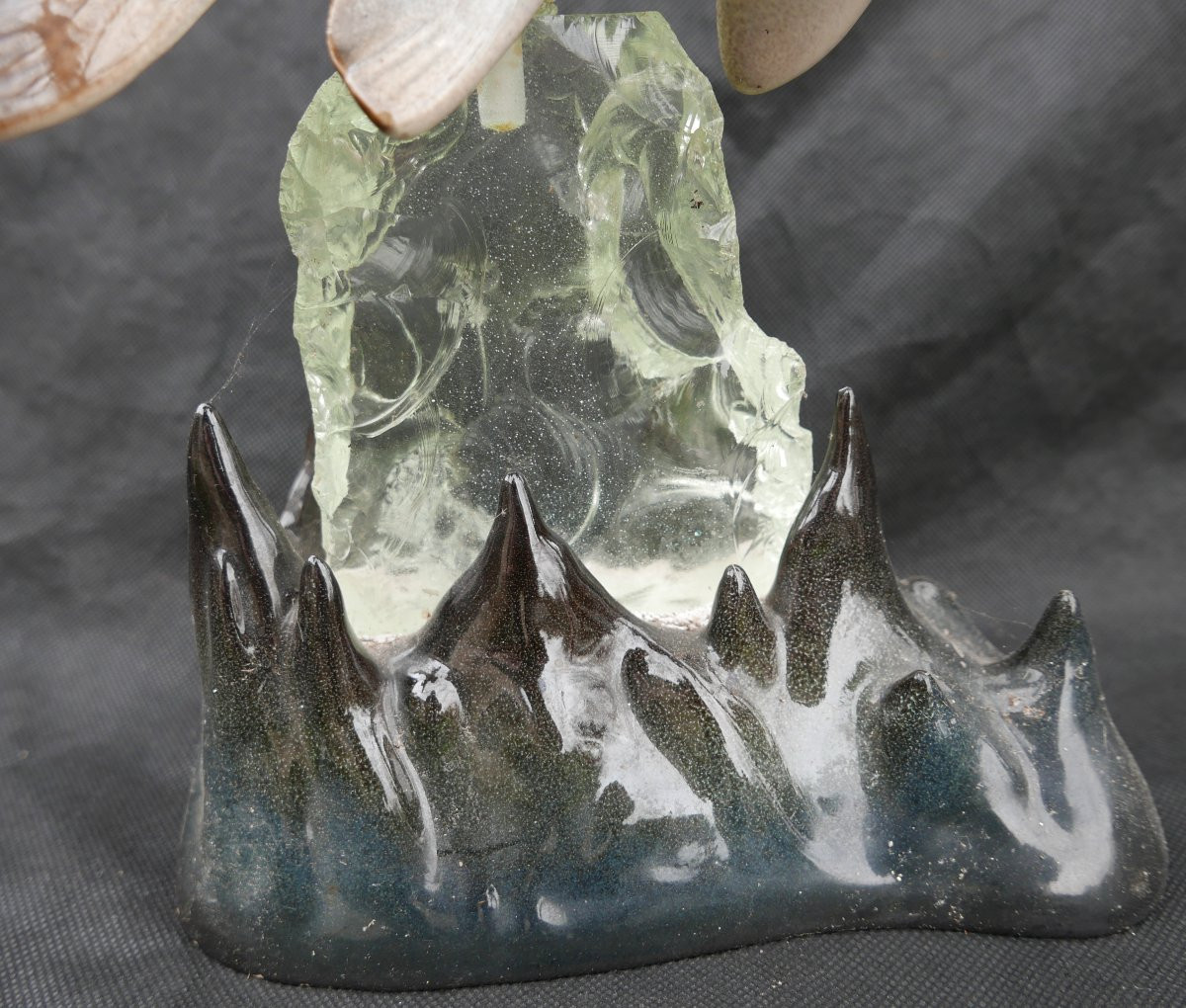 Gangloff Lampe Poisson en Faïence Truite Saumonée XXème siècle-photo-3