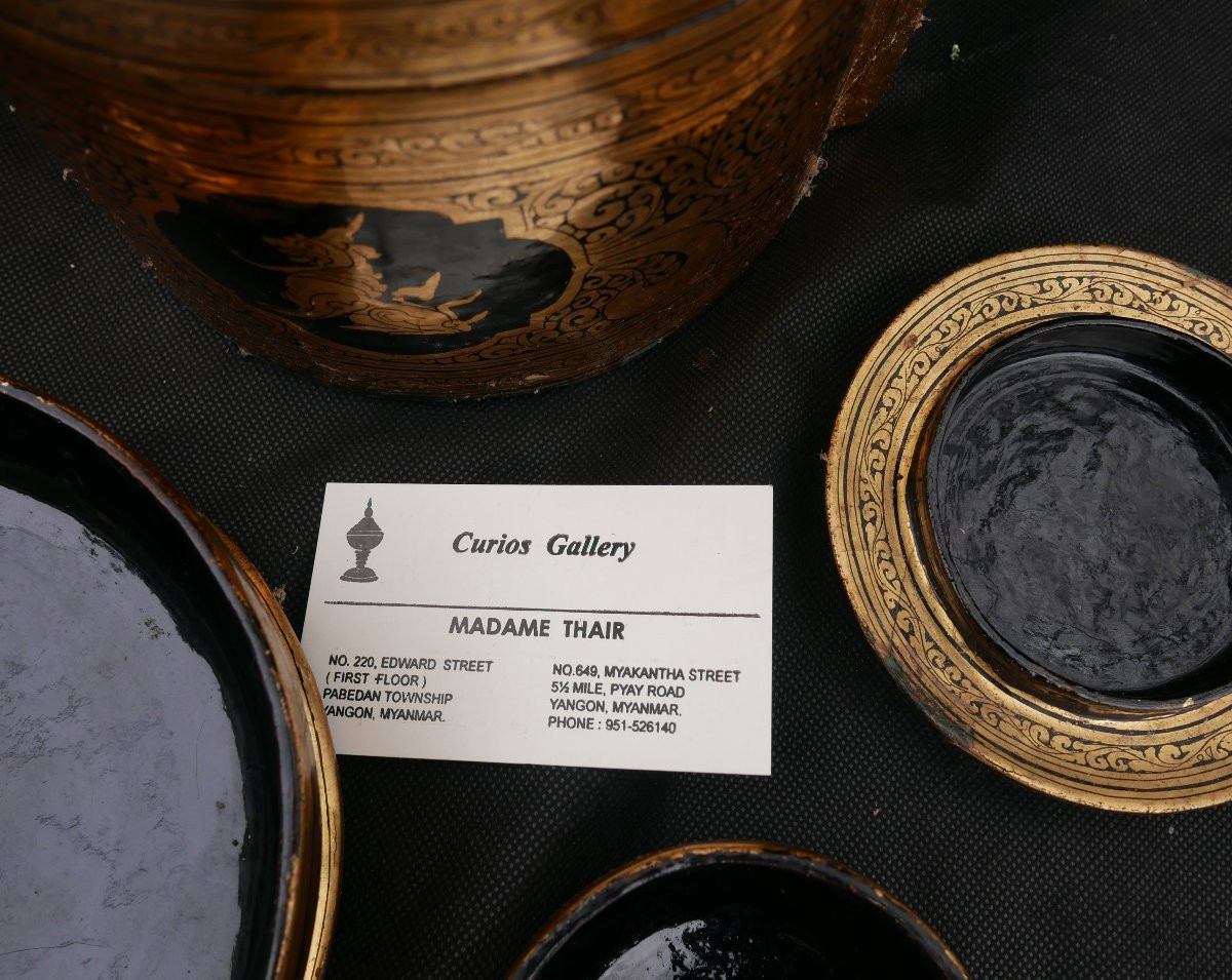 Antique Burmese Lunch Box From The 20th Century, La Que Gile-photo-3