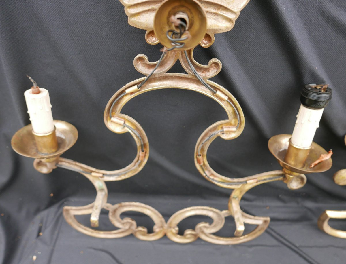 Large Vintage Gilt Bronze Wall Sconces, 20th Century, Signed-photo-2