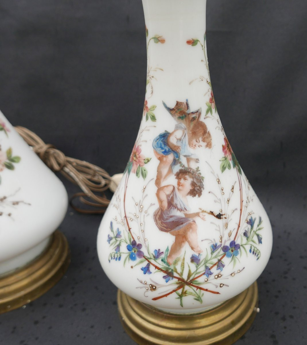 Antique Oil Lamps Converted To Electric, 19th Century-photo-2