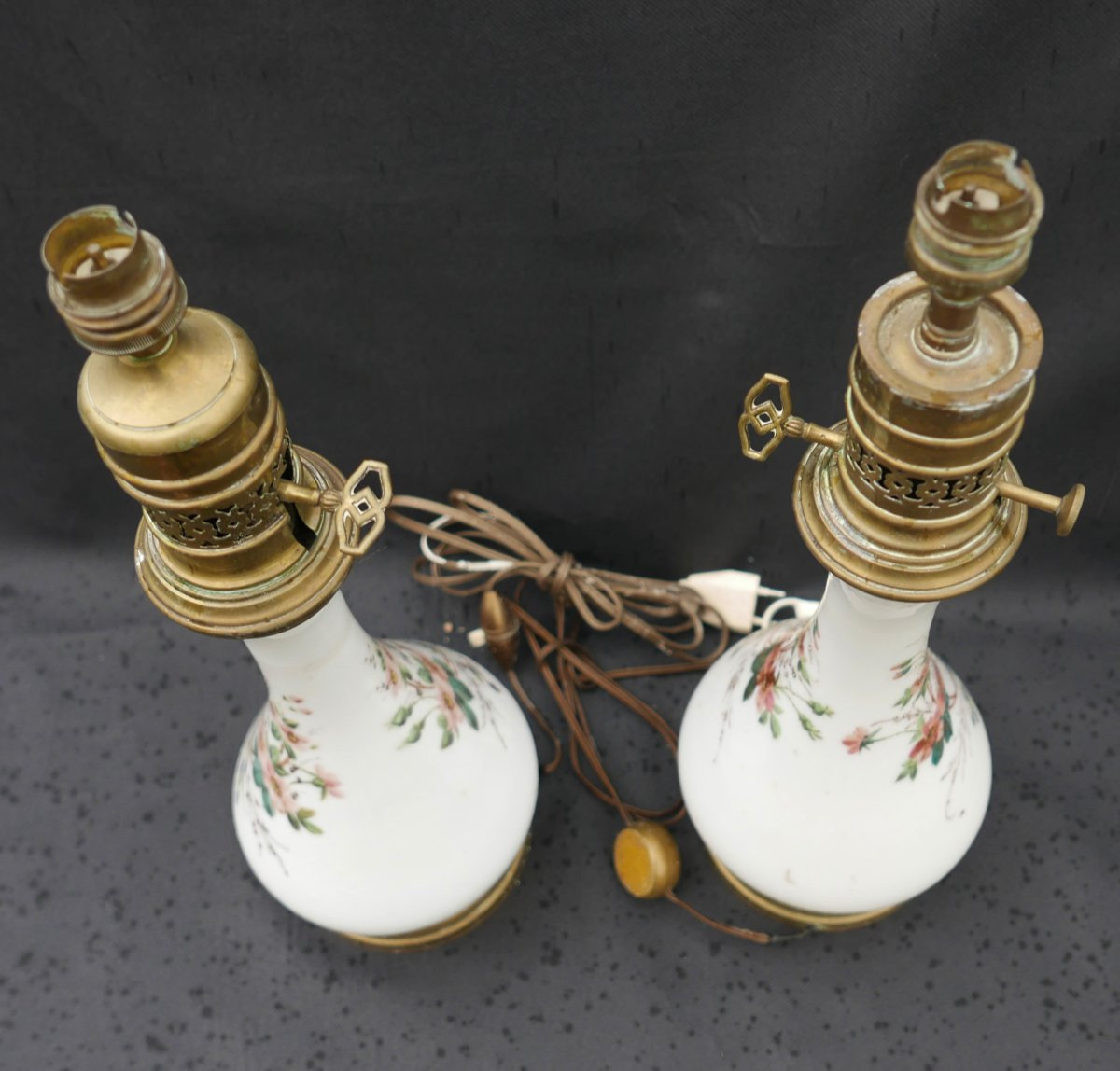 Antique Oil Lamps Converted To Electric, 19th Century-photo-2