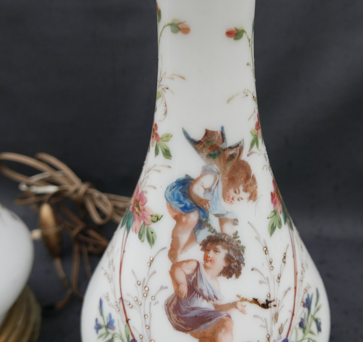 Antique Oil Lamps Converted To Electric, 19th Century-photo-3