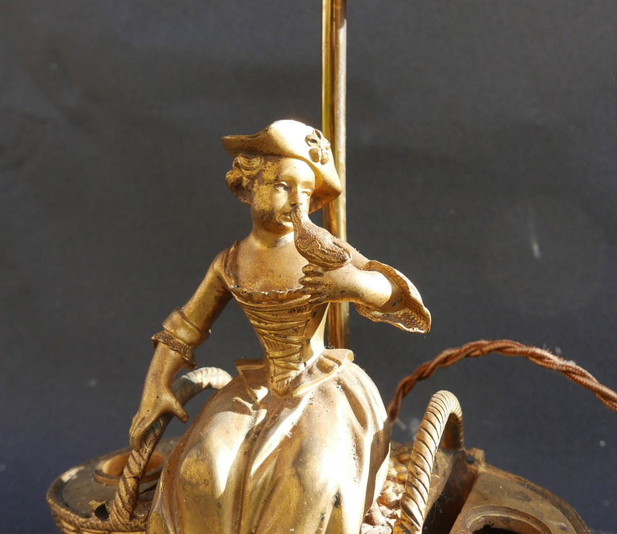 19th Century Bronze Marquise Inkwell Lamp-photo-3