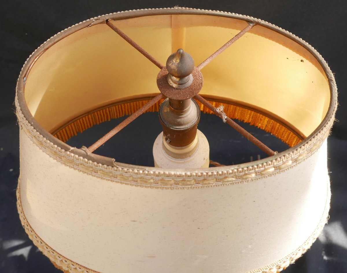 19th Century Bronze Marquise Inkwell Lamp-photo-1