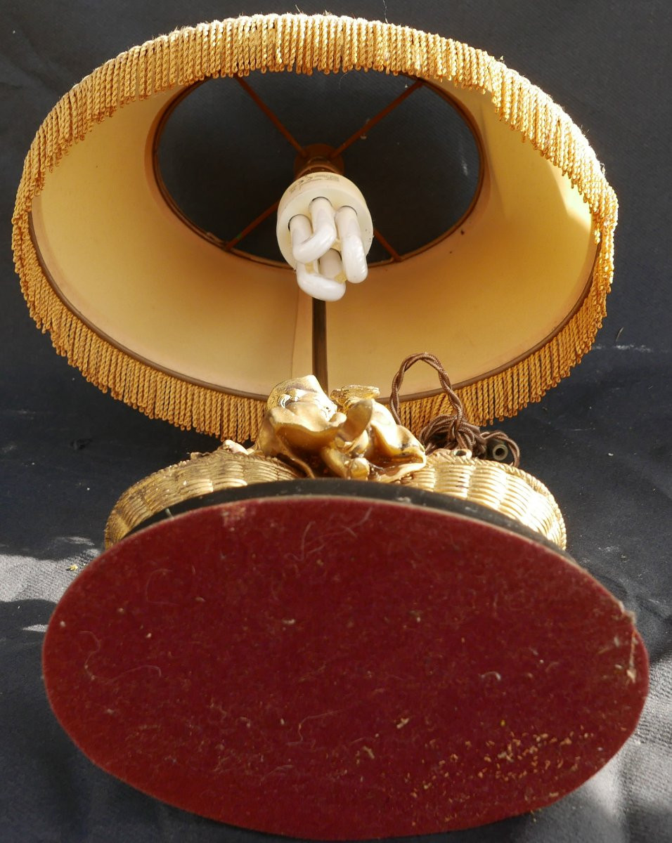 19th Century Bronze Marquise Inkwell Lamp-photo-3