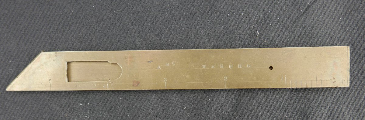 Engraved Brass Half Foot Set Square, 19th Century-photo-3