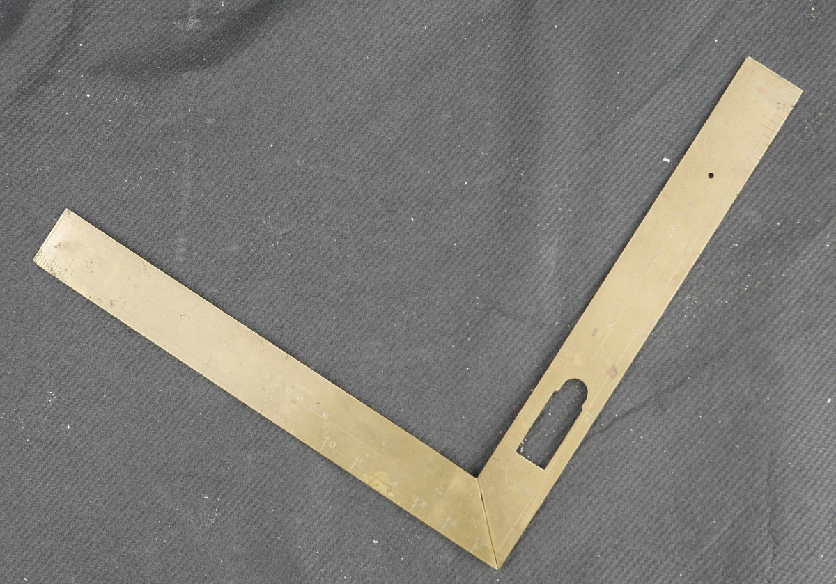 Engraved Brass Half Foot Set Square, 19th Century