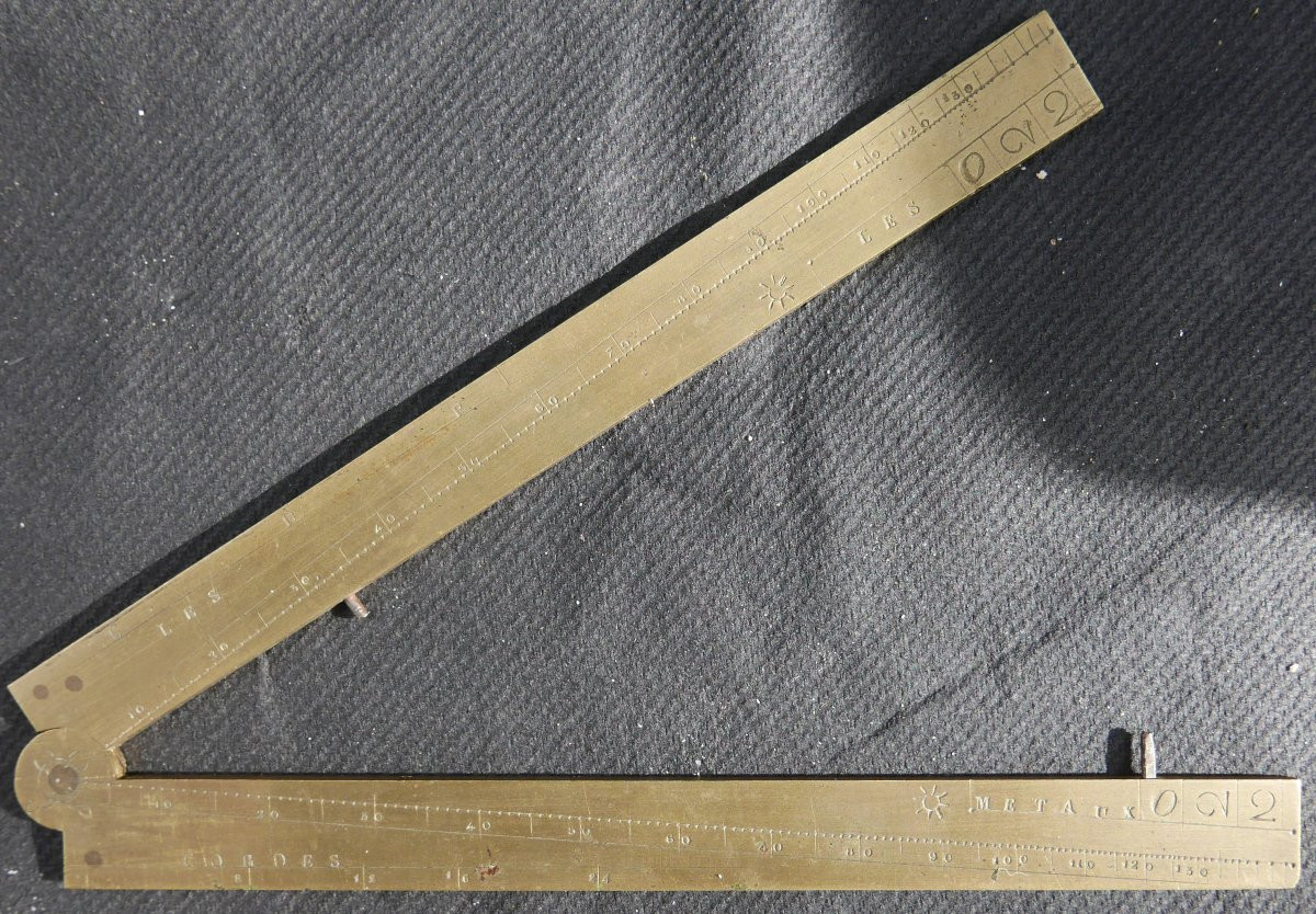 Pied de Roi en Laiton Gravé fin XVIIIème début XIXème siècle-photo-3