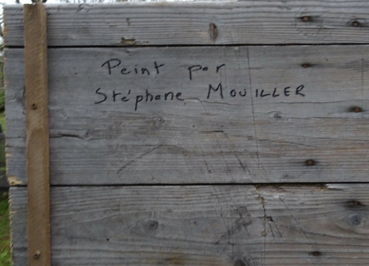 Stéphane Mouiller Tableau Portrait de Vache Huile sur Panneau XXème siècle-photo-4