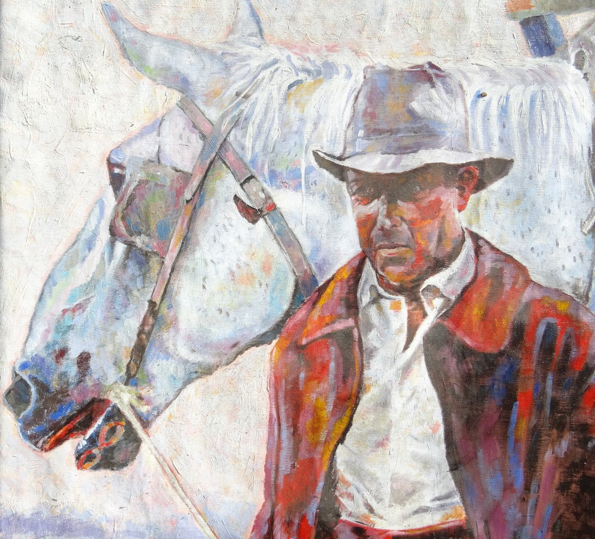 Martinez Portrait The Peasant French School Oil On Canvas 20th Century-photo-2