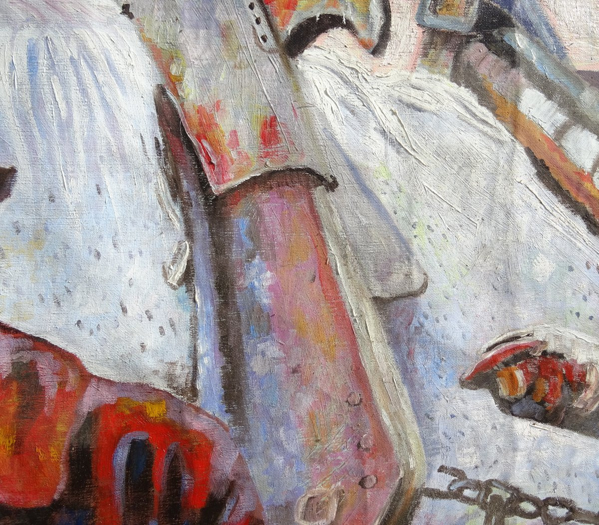 Martinez Portrait The Peasant French School Oil On Canvas 20th Century-photo-4