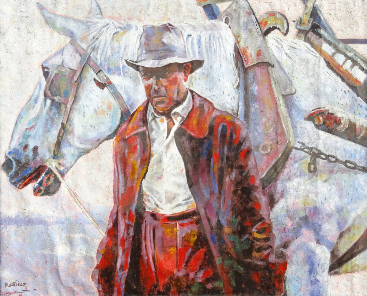 Martinez Portrait The Peasant French School Oil On Canvas 20th Century