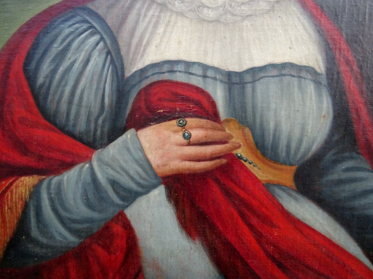 Grand portrait de Femme Epoque fin Ier Empire XIXème Siècle Huile/toile Vienne-photo-5