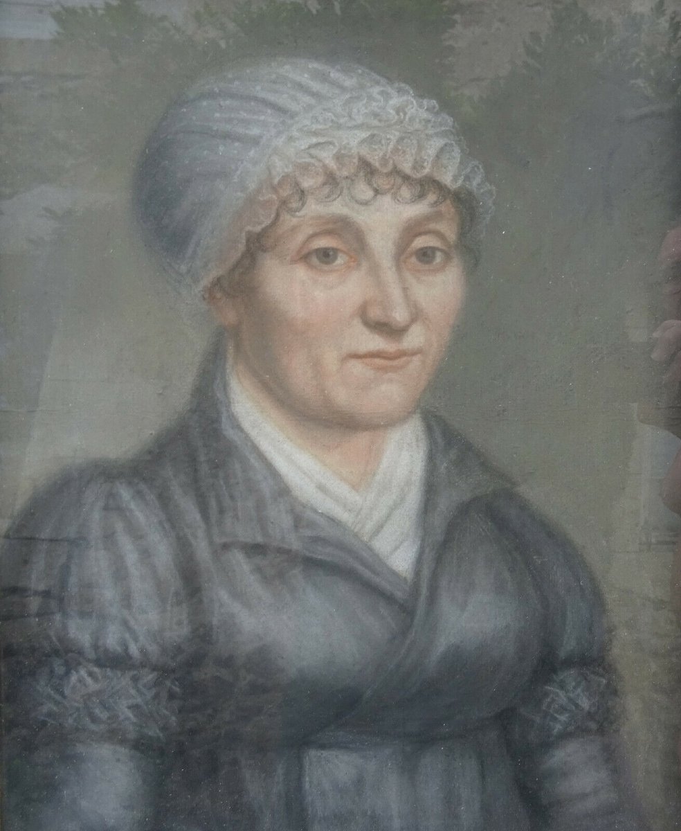 Painting, Portrait Of A Woman, Directoire Period, Pastel, 18th Century-photo-2