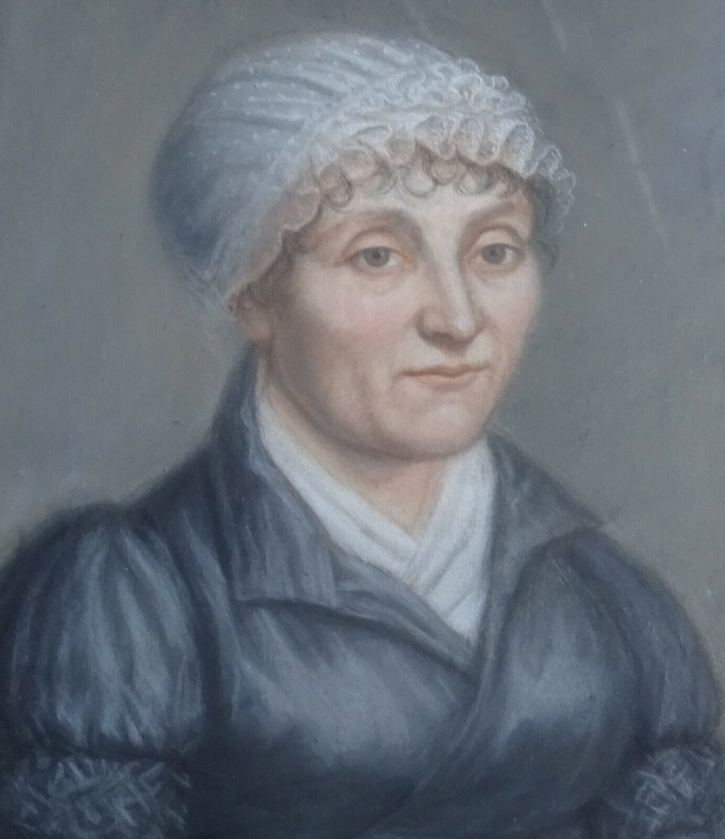 Painting, Portrait Of A Woman, Directoire Period, Pastel, 18th Century-photo-3