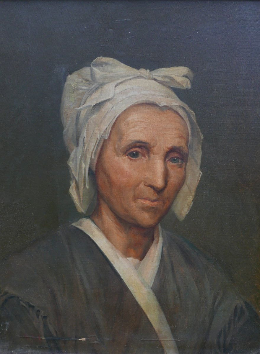 Portrait Of A Woman In The Louis XVI Style, Oil On Canvas, 19th Century-photo-2