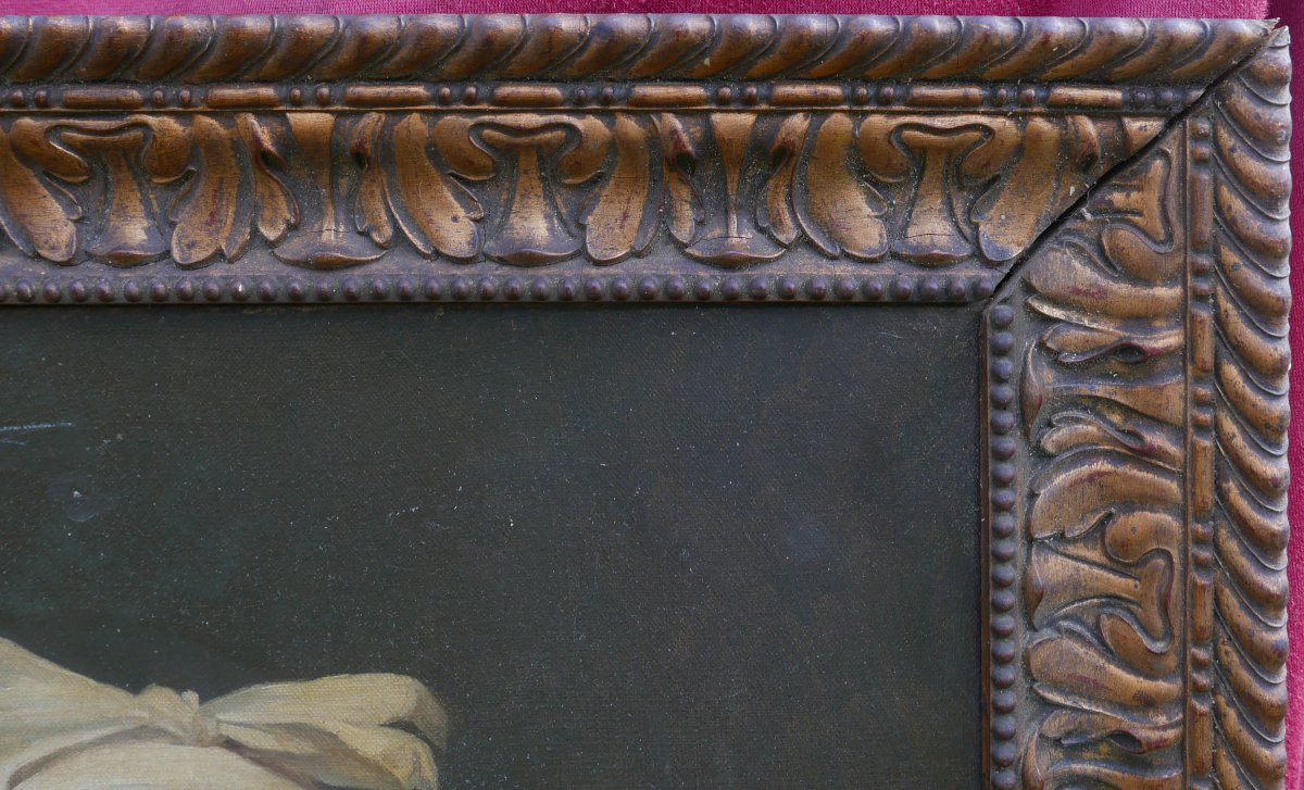 Portrait Of A Woman In The Louis XVI Style, Oil On Canvas, 19th Century-photo-4