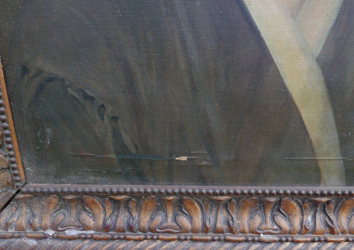 Portrait Of A Woman In The Louis XVI Style, Oil On Canvas, 19th Century-photo-1