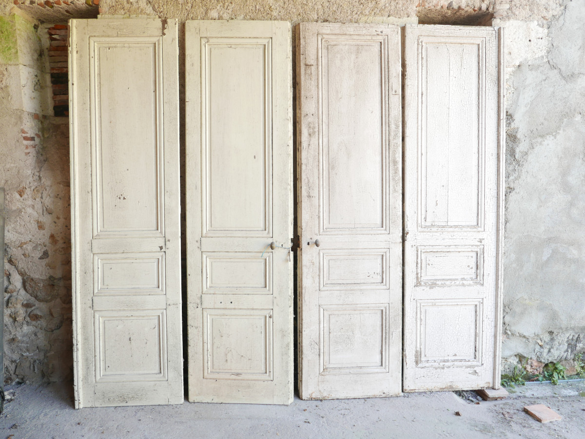 4 Large Antique Haussmannian Interior Doors From The 19th Century