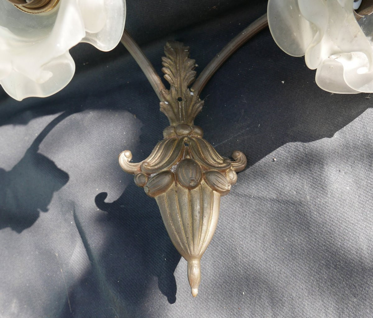 Pair Of Art Deco Glass Tulip Wall Sconces-photo-2