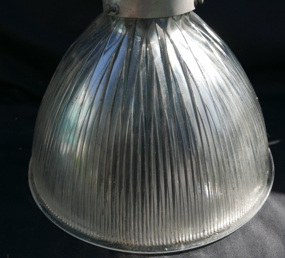 Industrial Ceiling Lamp, Holophane Glass-photo-2