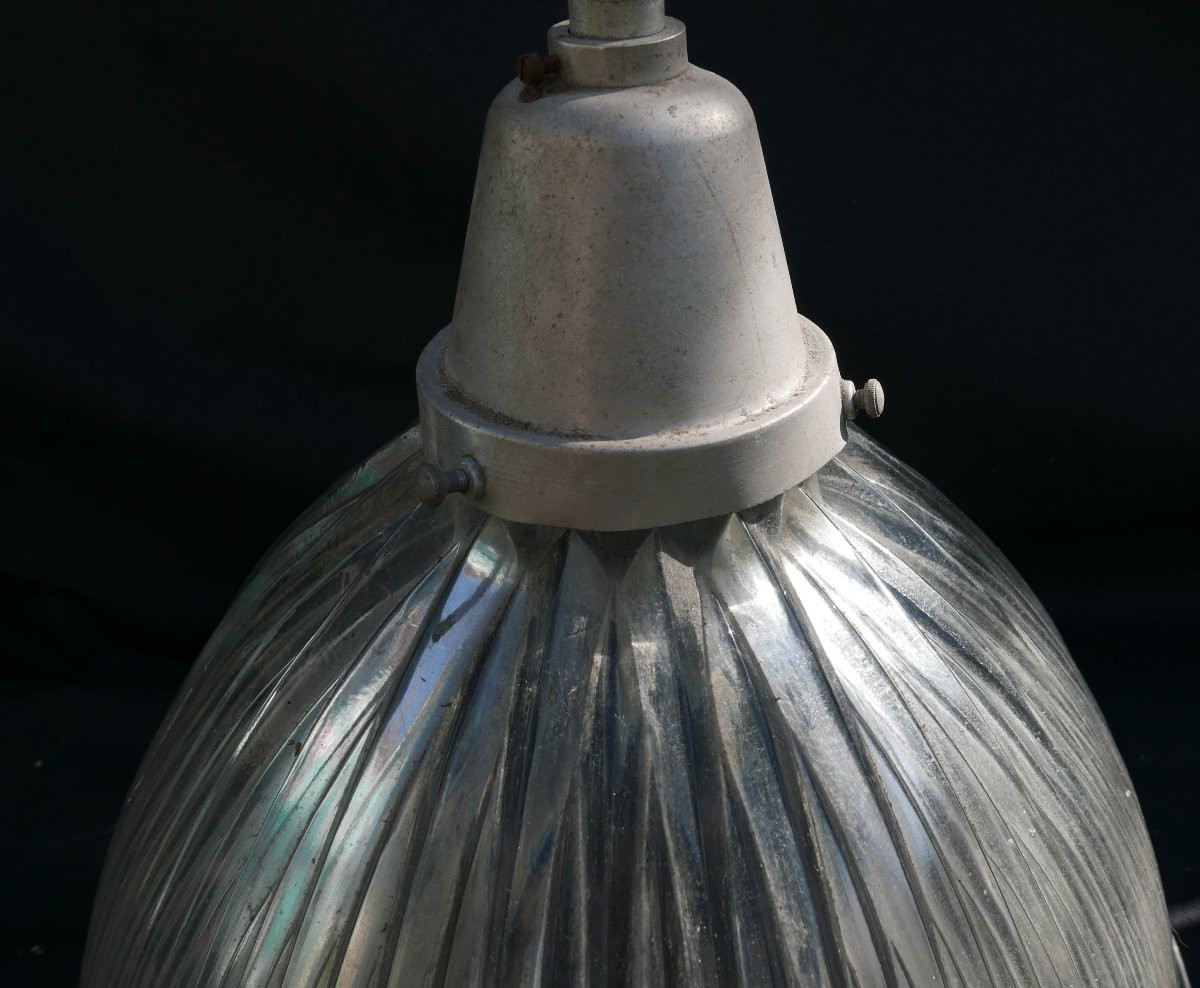 Industrial Ceiling Lamp, Holophane Glass-photo-3