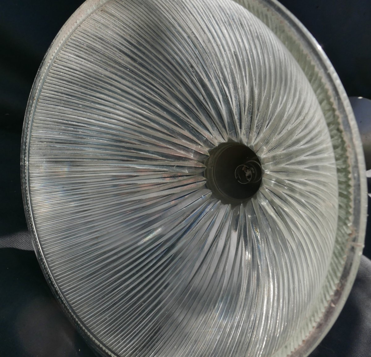 Industrial Ceiling Lamp, Holophane Glass-photo-1