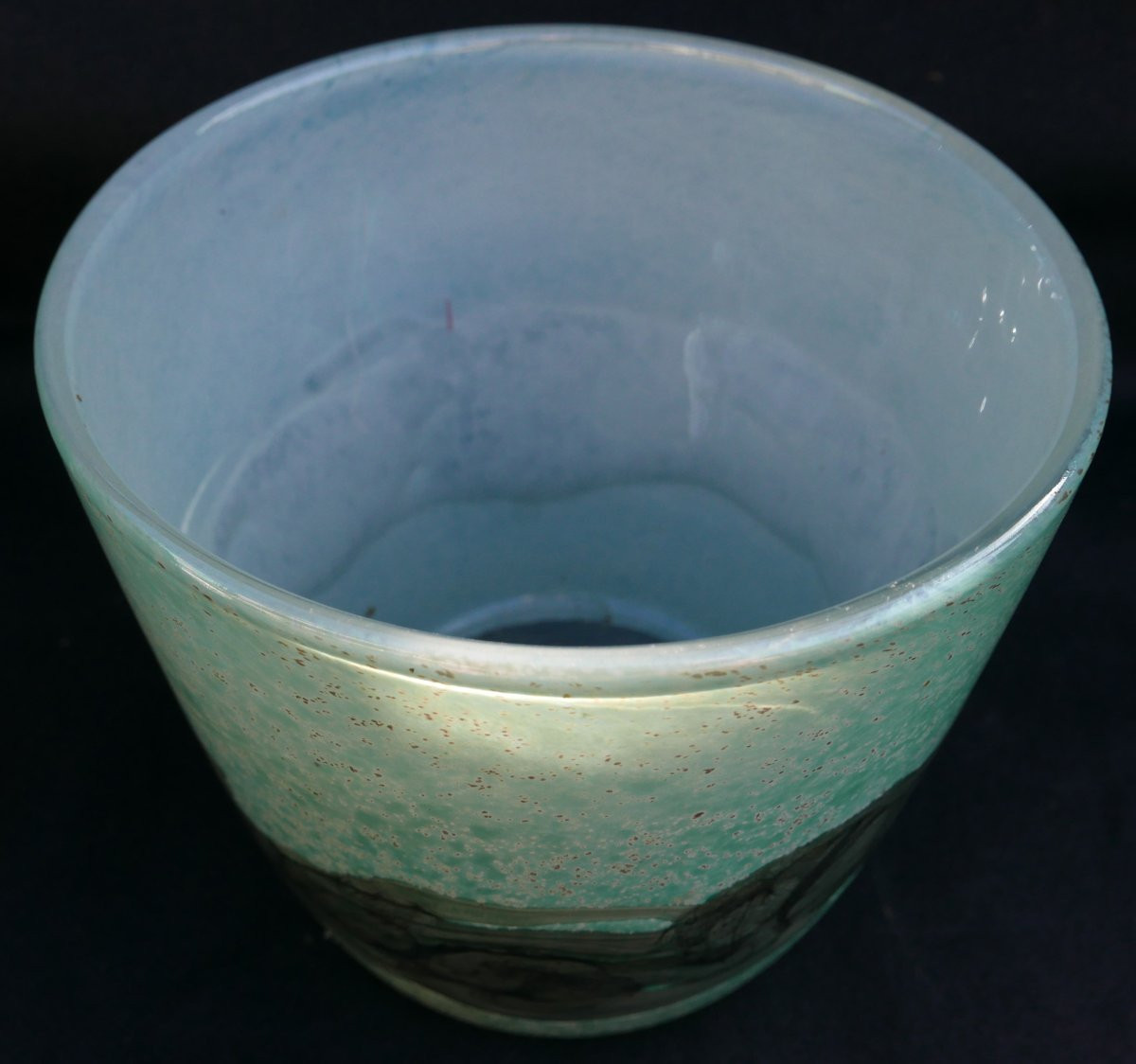 Vintage Glass And Glass Paste Vase Signed Mona-photo-2