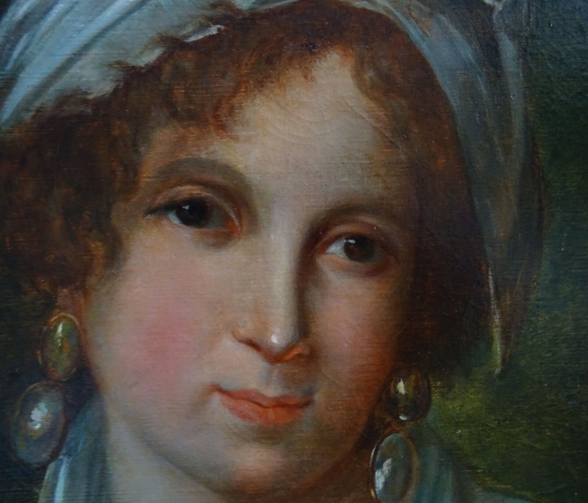 Portrait Of A Young Woman From The First Empire Period, Oil On Canvas, 19th Century-photo-6