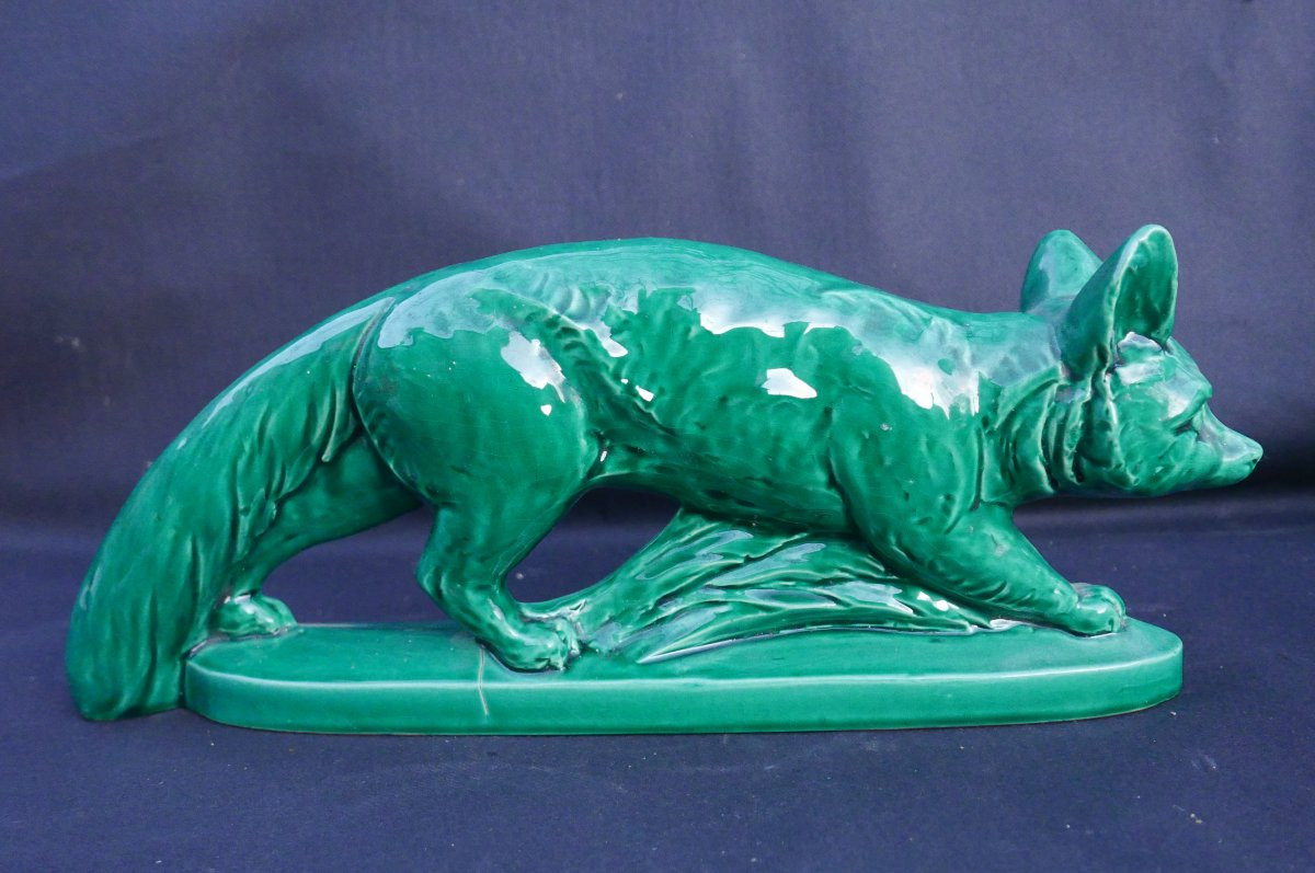 Renard Céramique Vernissée Art Deco XXème siècle-photo-2