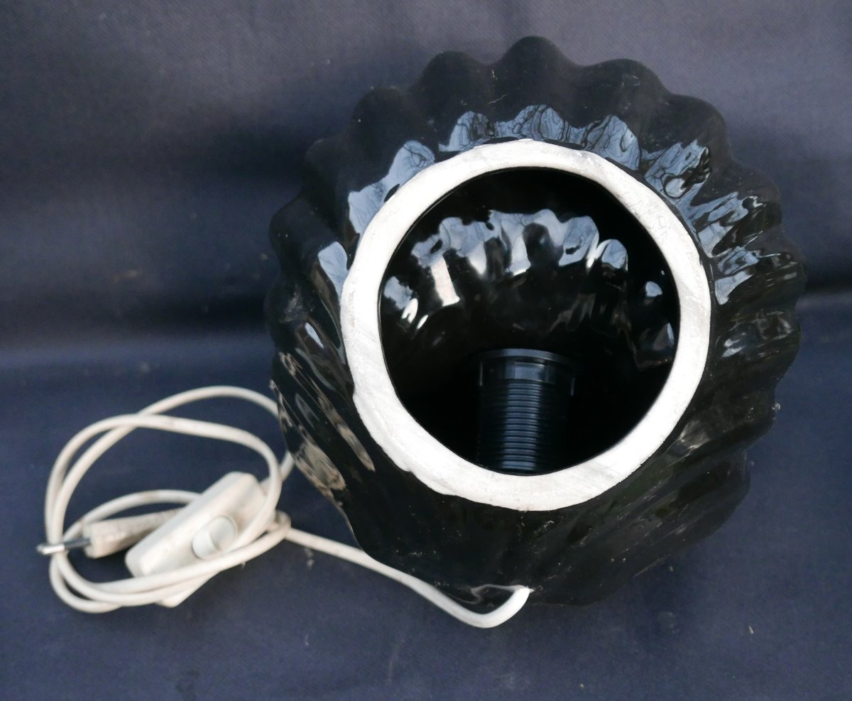 Lampe Coquillage Vintage Céramique et Opaline XXème siècle-photo-2
