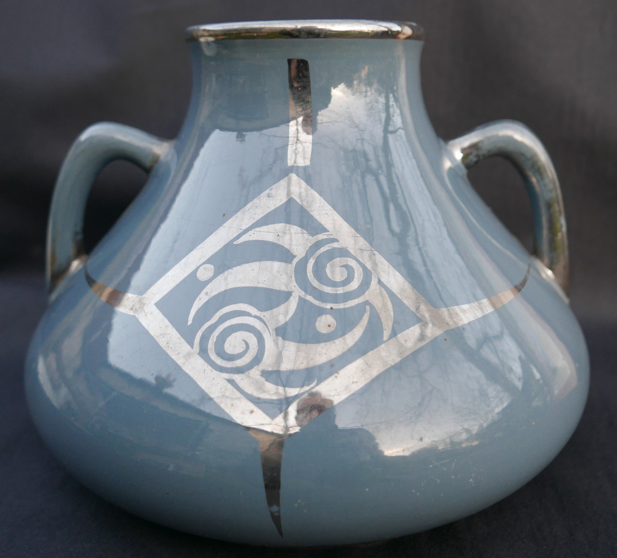 Vase en Faïence Bleu Art Deco Années 30