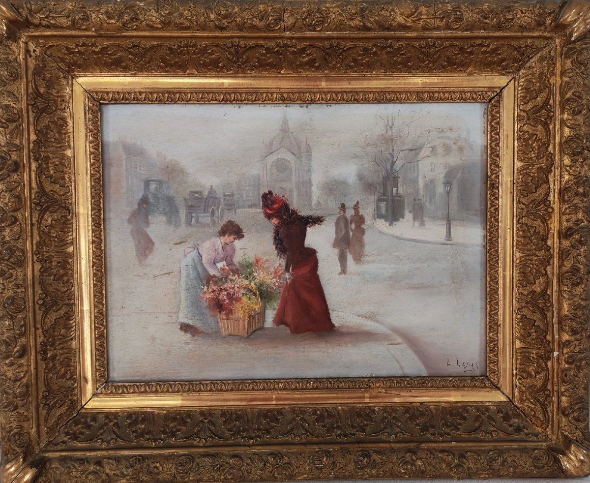Parisian Genre Scene Signed Léonie Lebas Oil On Panel Late 19th Century-photo-2