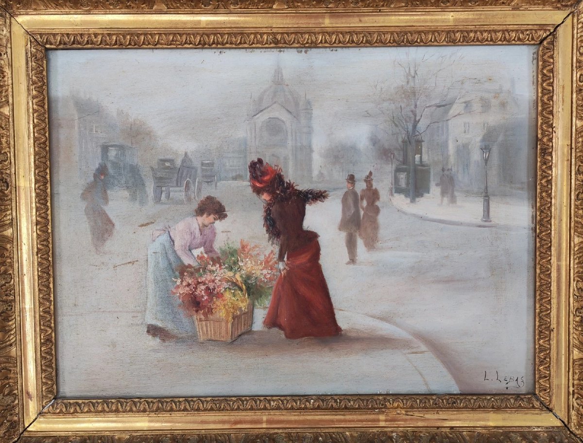 Parisian Genre Scene Signed Léonie Lebas Oil On Panel Late 19th Century-photo-3