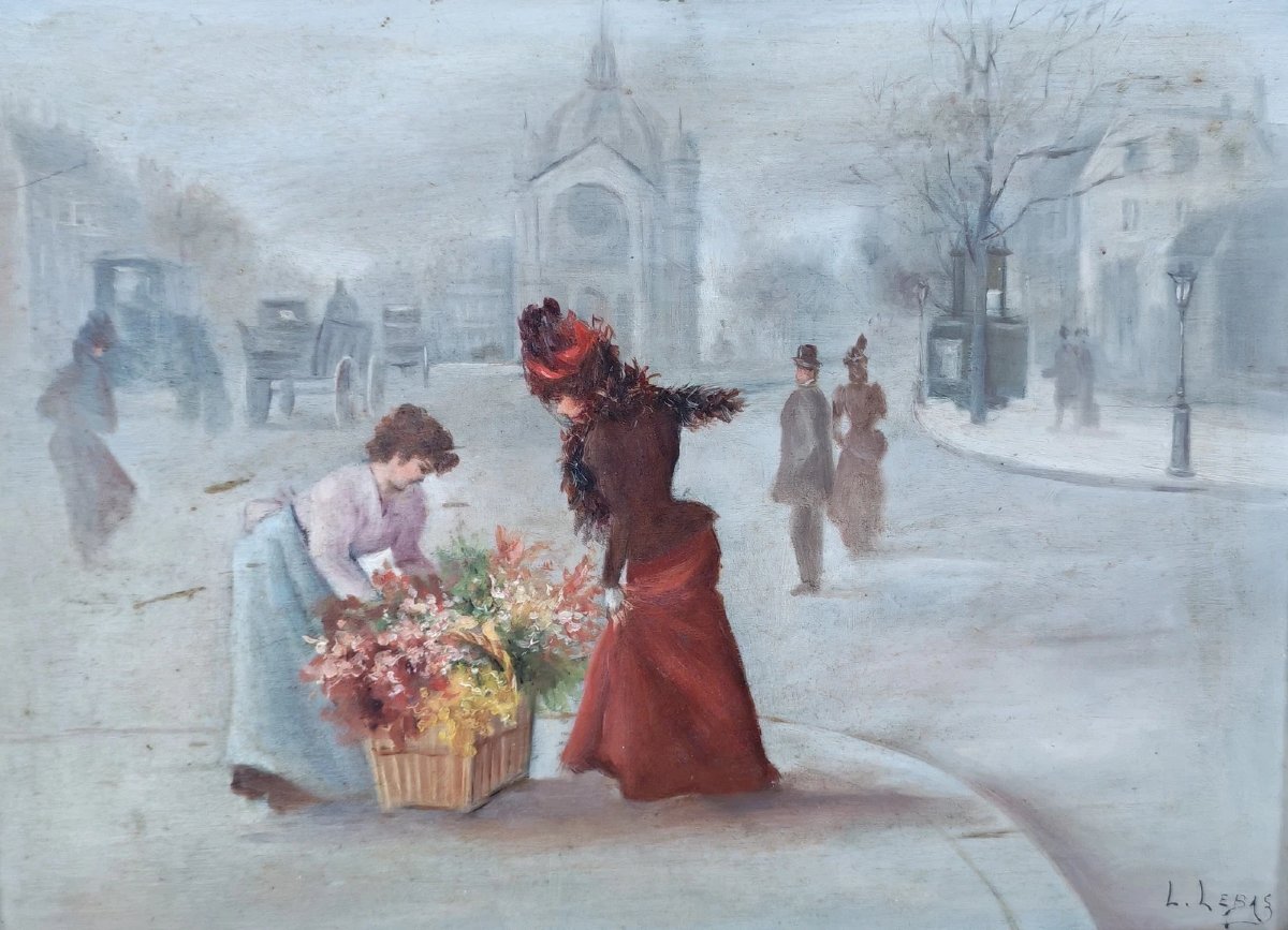 Parisian Genre Scene Signed Léonie Lebas Oil On Panel Late 19th Century-photo-4
