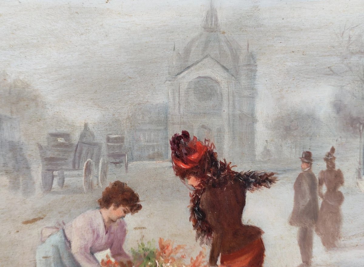 Parisian Genre Scene Signed Léonie Lebas Oil On Panel Late 19th Century-photo-2